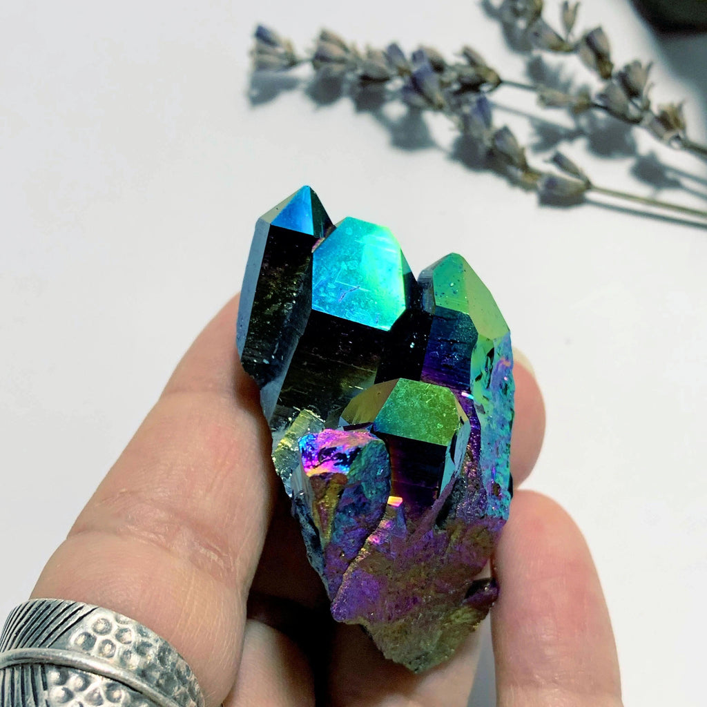Mesmerizing Rainbow Flashes Titanium Quartz Cluster Specimen ~Locality Arkansas - Earth Family Crystals