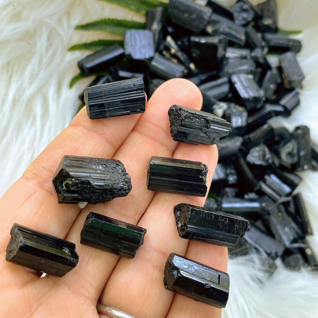 Set of 8 Black Tourmaline Natural Points -Perfect for Crystal Grids! - Earth Family Crystals