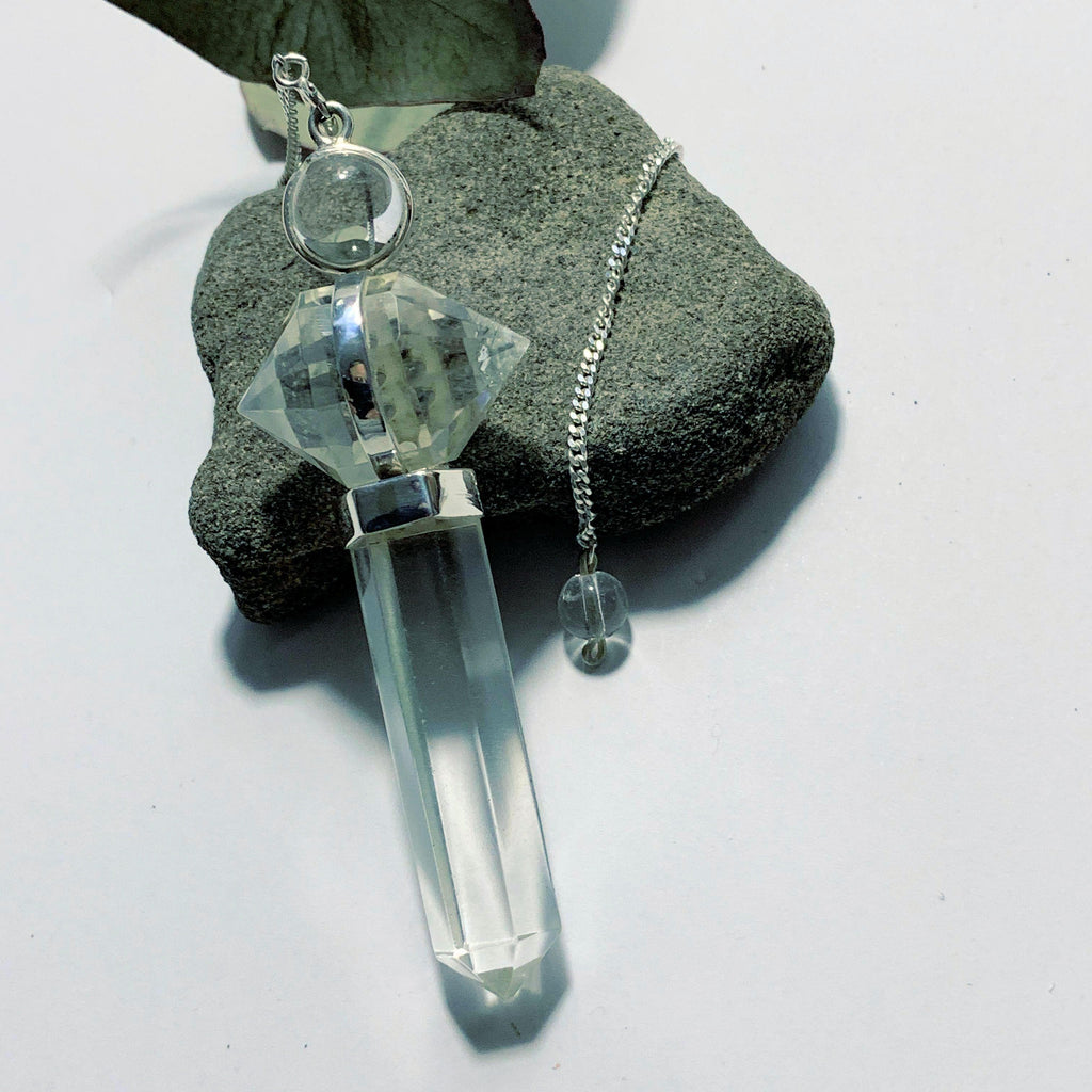 Fascinating Himalayan Quartz Sterling Silver Pendulum On detachable Cord (Can Be Worn) - Earth Family Crystals