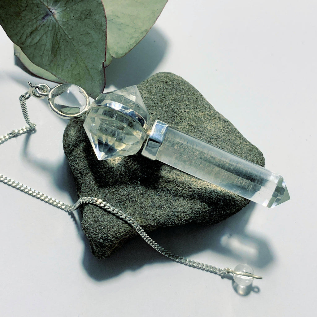 Fascinating Himalayan Quartz Sterling Silver Pendulum On detachable Cord (Can Be Worn) - Earth Family Crystals