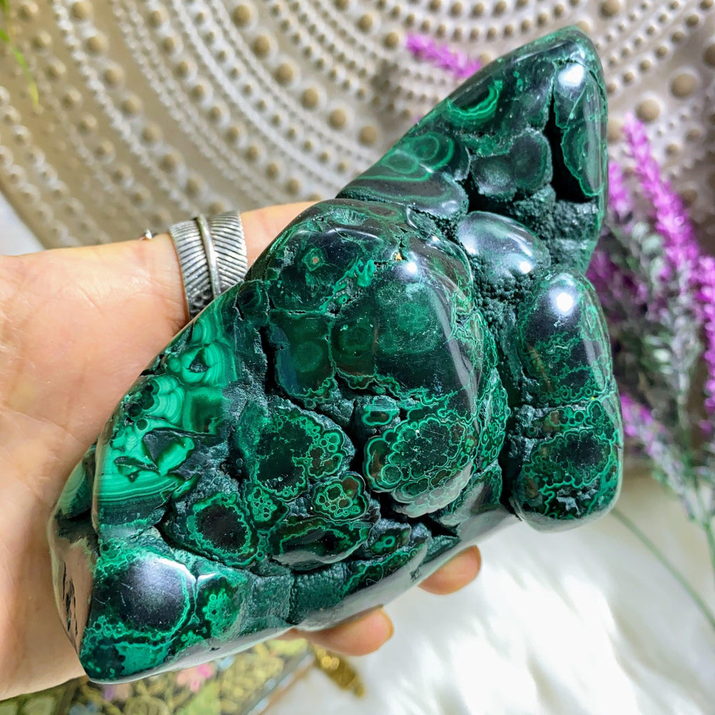 Stunning Depth! XL Malachite Swirling Green Patterns Partially Polished Specimen - Earth Family Crystals