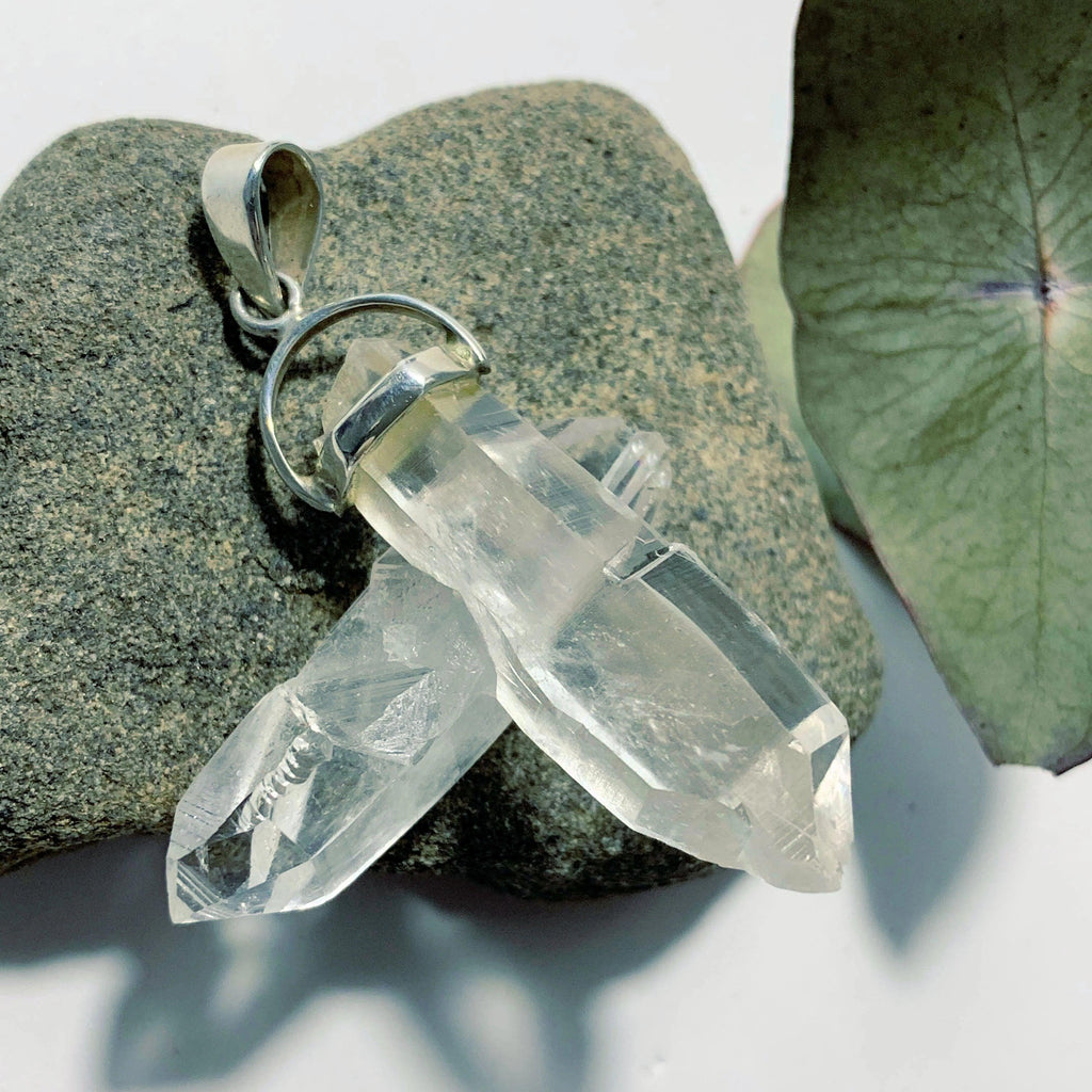 Fascinating Himalayan Quartz Intertwined Points Pendant in Sterling Silver (Includes Silver Chain) - Earth Family Crystals