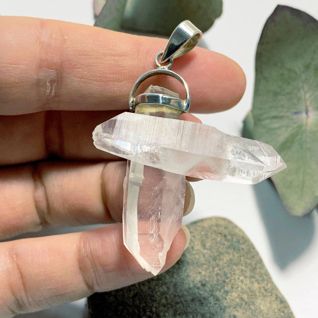 Fascinating Himalayan Quartz Intertwined Points Pendant in Sterling Silver (Includes Silver Chain) - Earth Family Crystals
