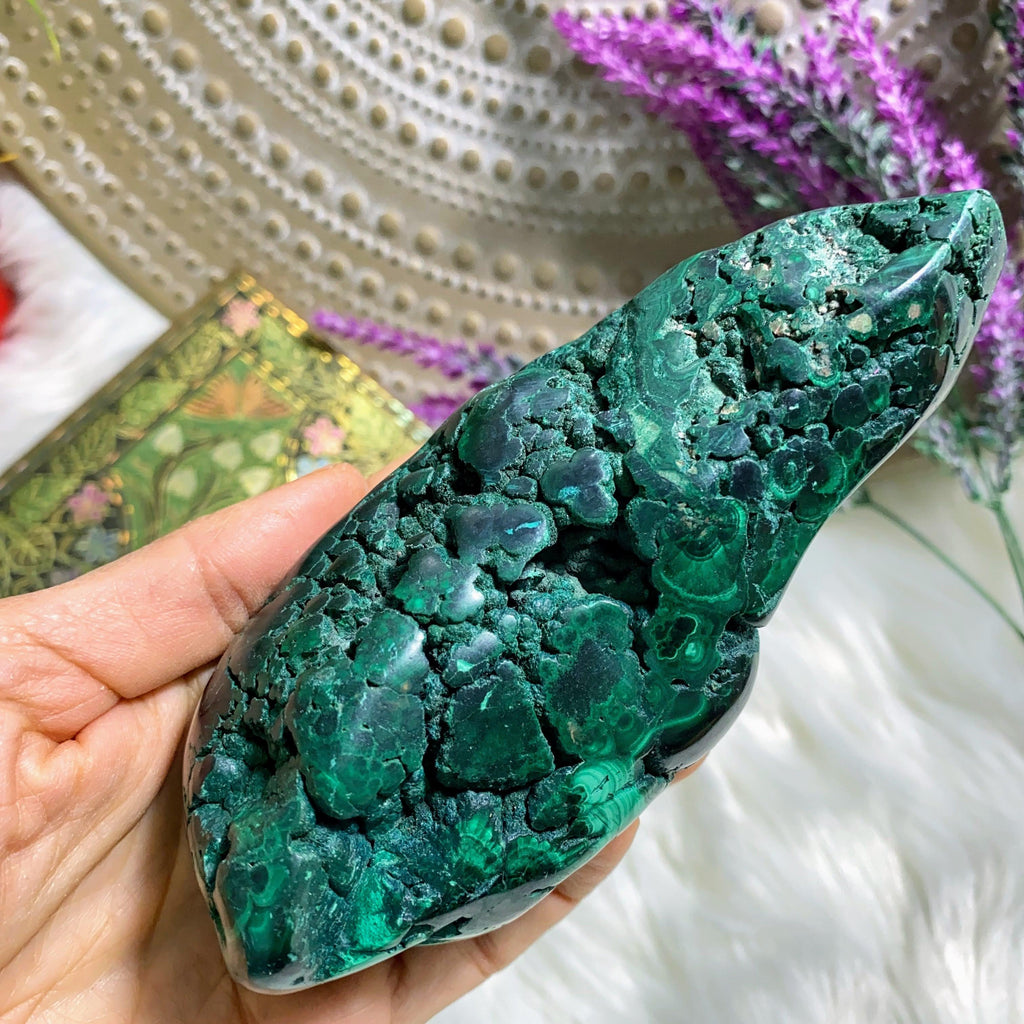 Stunning Depth! XL Malachite Swirling Green Patterns Partially Polished Specimen - Earth Family Crystals