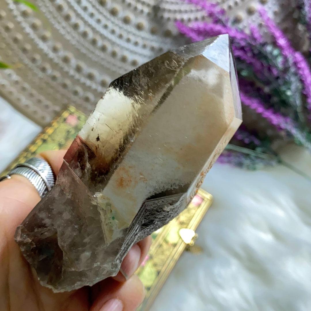 Gorgeous Large Natural Angel Phantom Quartz Point From Brazil - Earth Family Crystals