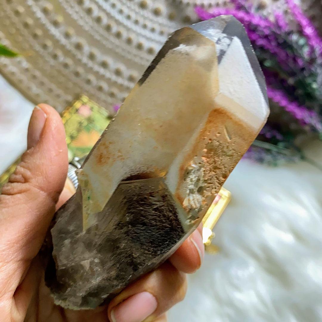 Gorgeous Large Natural Angel Phantom Quartz Point From Brazil - Earth Family Crystals