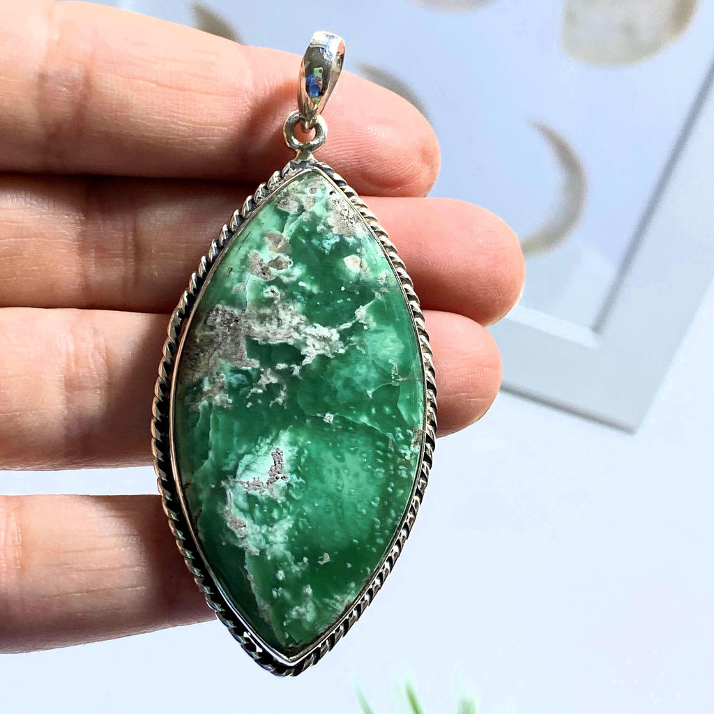 Variscite Big Chunky Sterling Silver Pendant (Includes Silver Chain) #1 - Earth Family Crystals