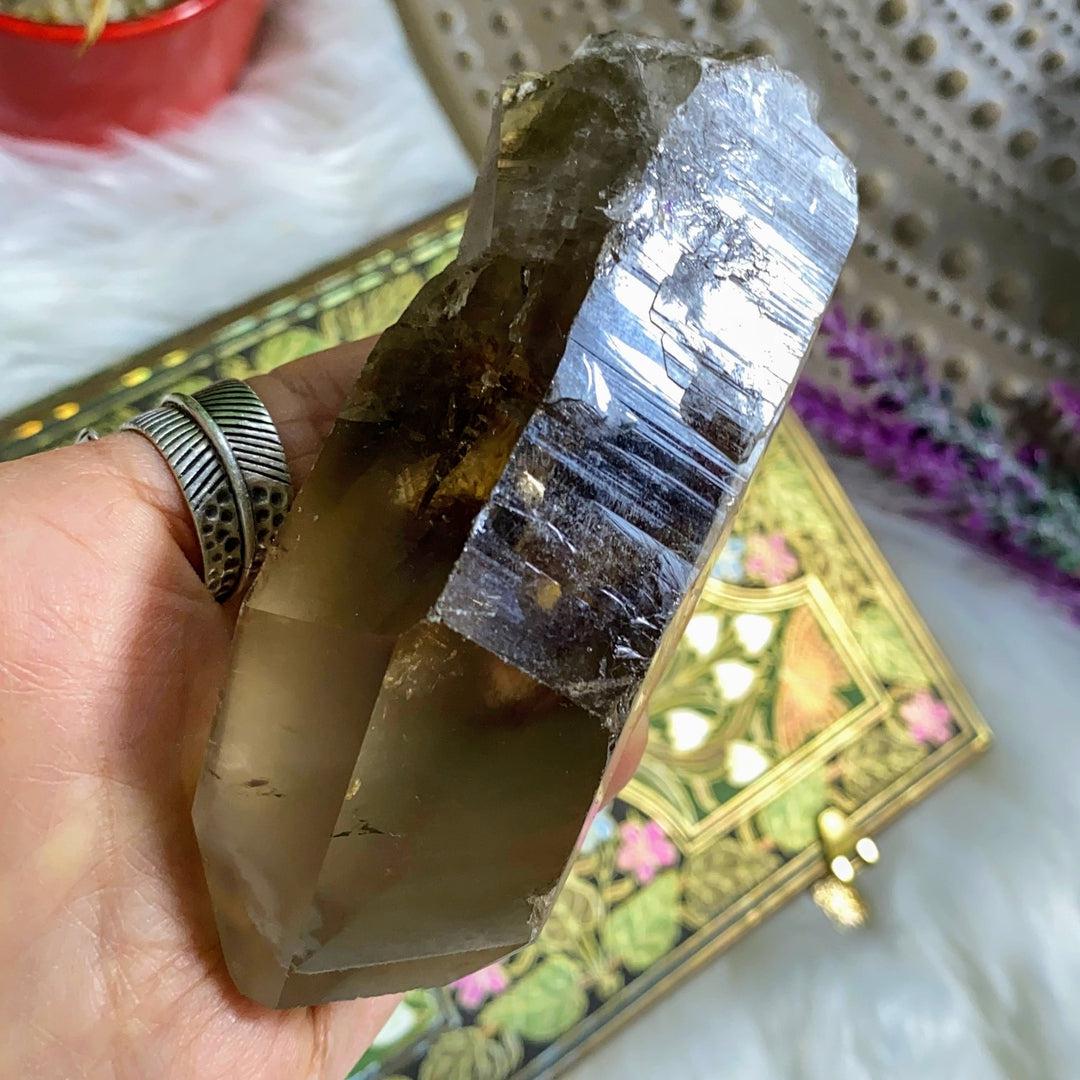 Gorgeous Large Natural Angel Phantom Quartz Point From Brazil - Earth Family Crystals