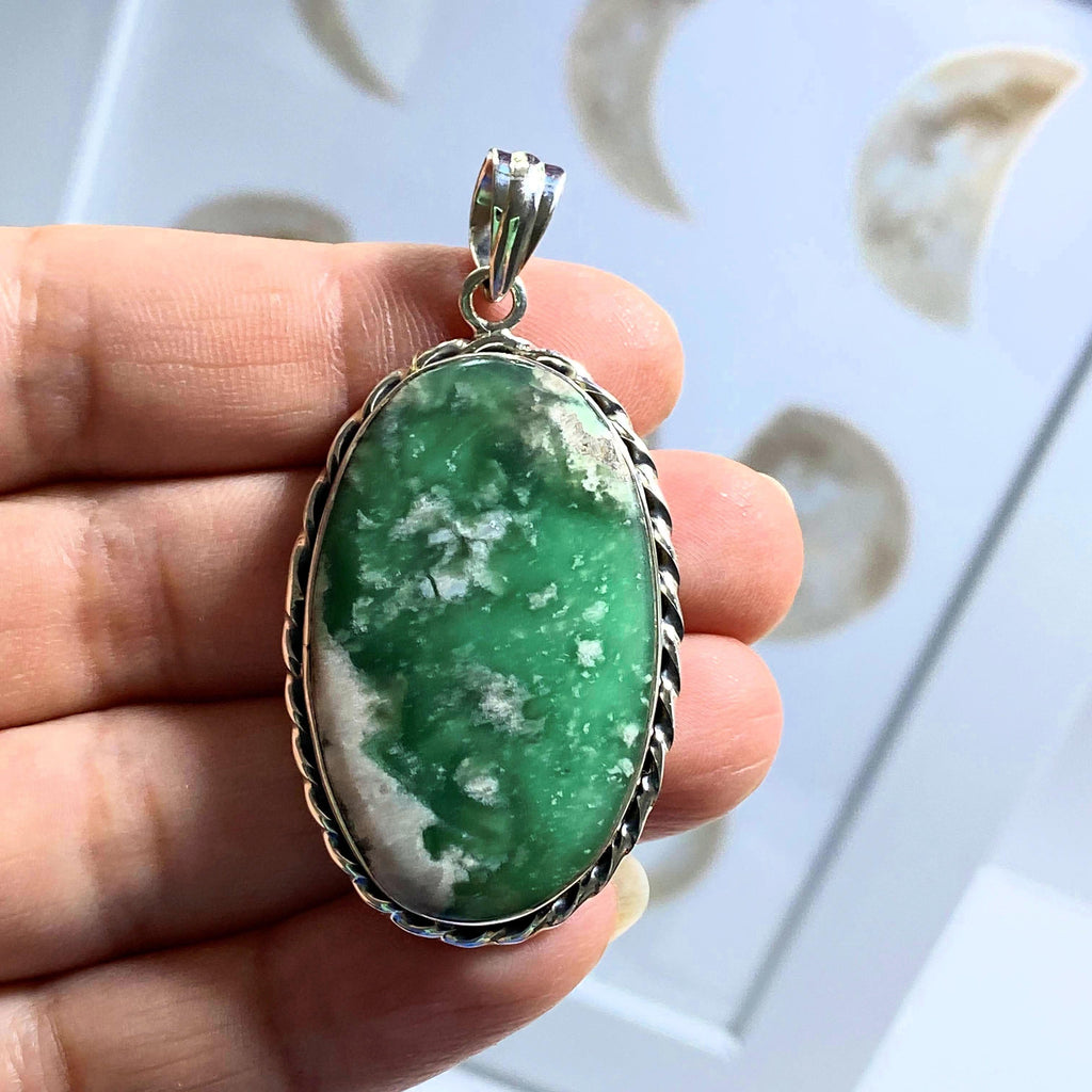 Variscite Large Sterling Silver Pendant (Includes Silver Chain) #3 - Earth Family Crystals
