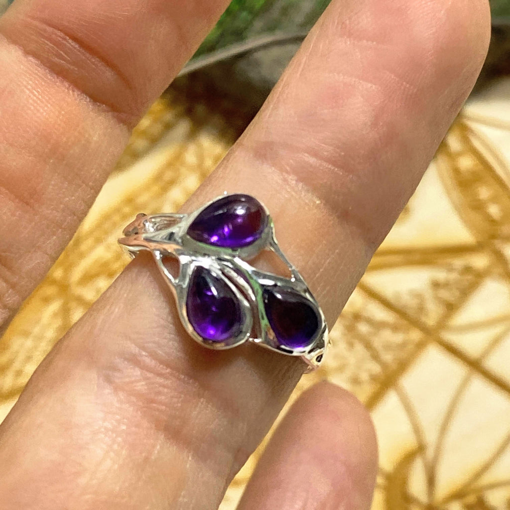 Reserved for Sandy Pretty Purple Amethyst Sterling Silver Ring (Size 7) - Earth Family Crystals