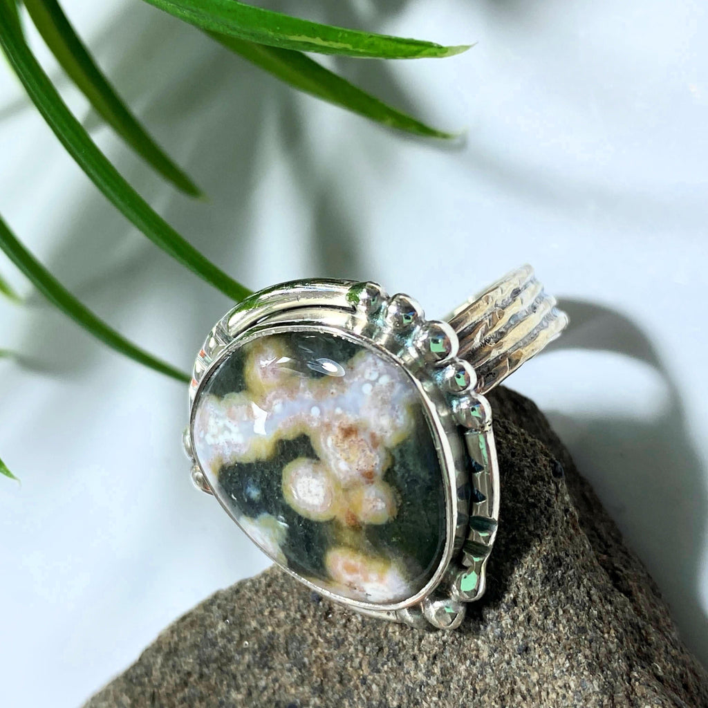 Ocean Jasper Beautiful Patterns Sterling Silver Ring (Size 9) - Earth Family Crystals