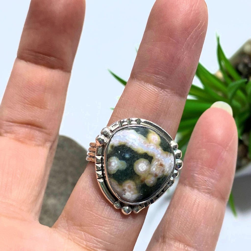 Ocean Jasper Beautiful Patterns Sterling Silver Ring (Size 9) - Earth Family Crystals