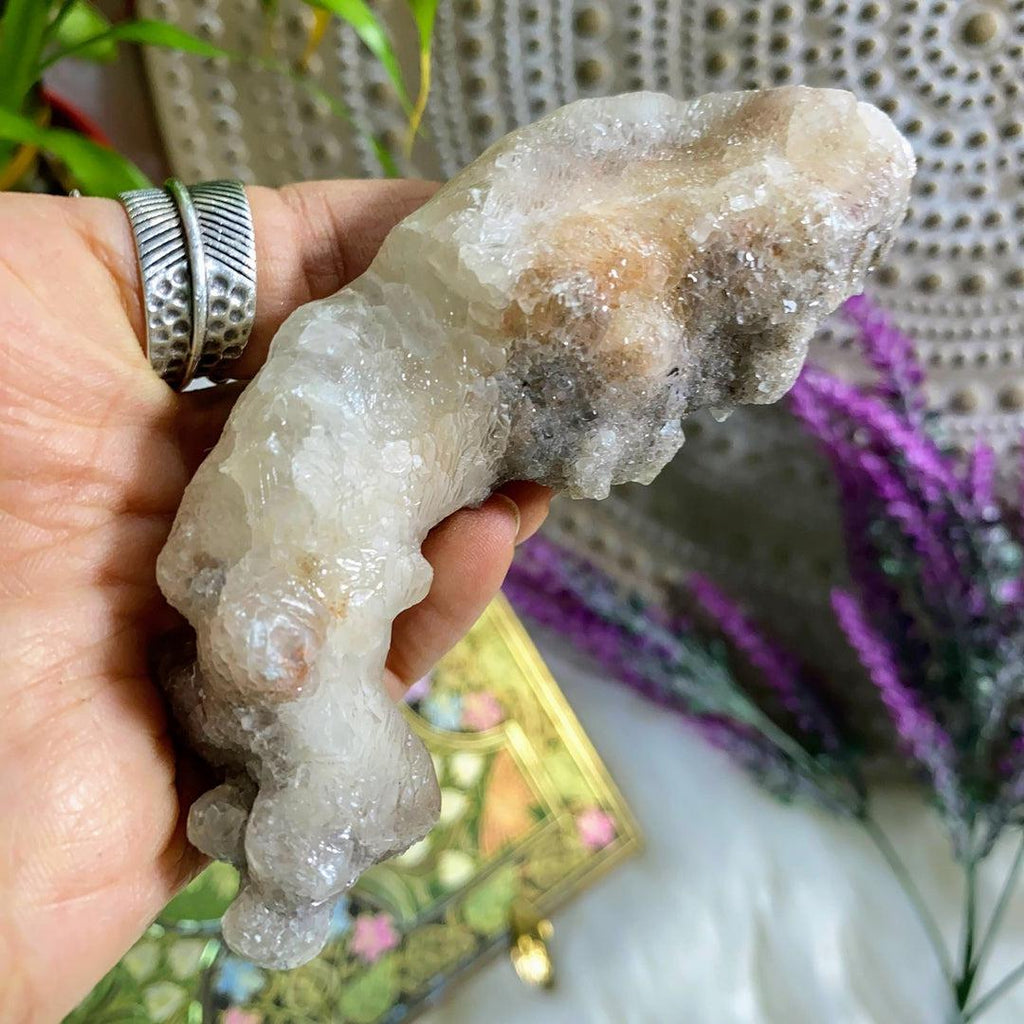 Unique Creamy White & Pink Calcite Specimen From Mexico - Earth Family Crystals