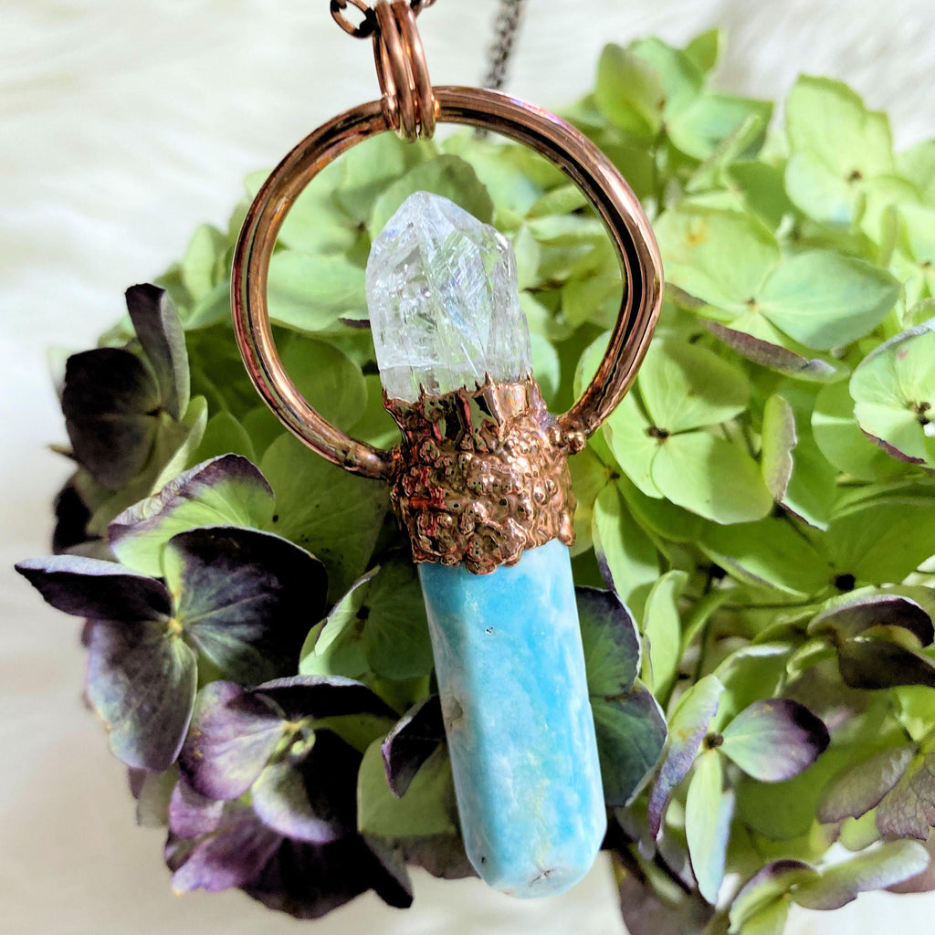 Calming Energy~Handmade Danburite & Blue Aragonite Copper Necklace (30 inch chain) - Earth Family Crystals