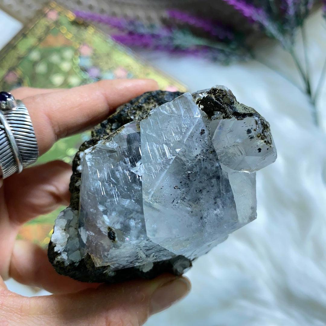 Rainbows & Record Keepers Clear Calcite Unique Cluster ~Locality: India - Earth Family Crystals