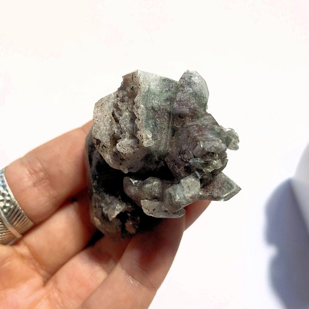 Green Chlorite Quartz Cluster With D.T Points & Self Healing From Brazil - Earth Family Crystals