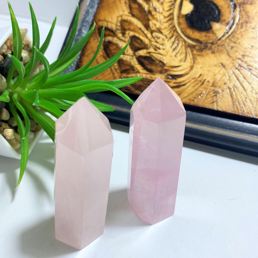 One Rose Quartz Standing Display Point - Earth Family Crystals