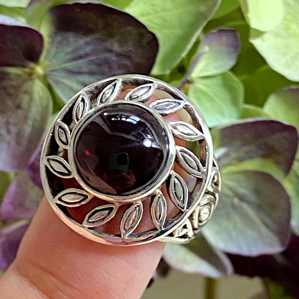 Elegant Red Garnet Sterling Silver Ring (Size 6) - Earth Family Crystals