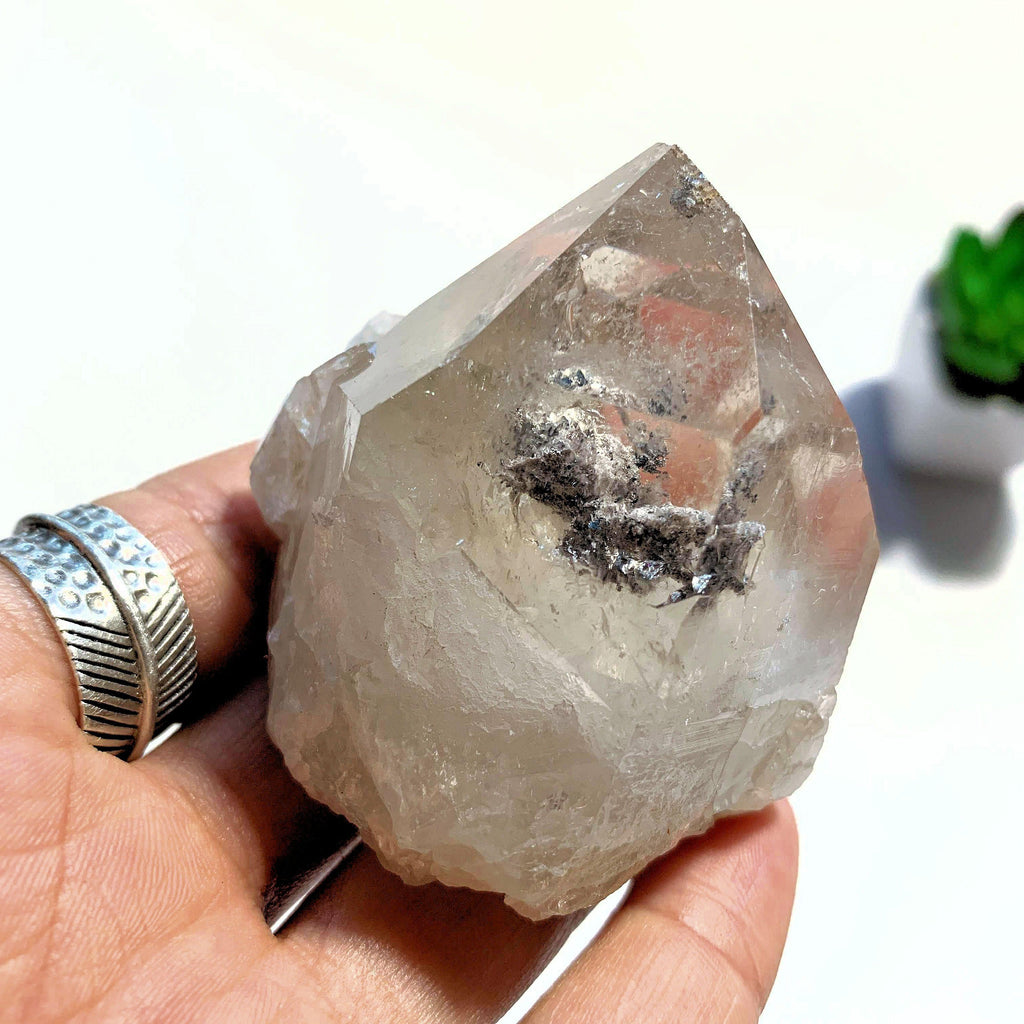 Slightly Smoky Quartz with Chlorite & Shimmering Hematite Inclusions ~Locality Brazil - Earth Family Crystals