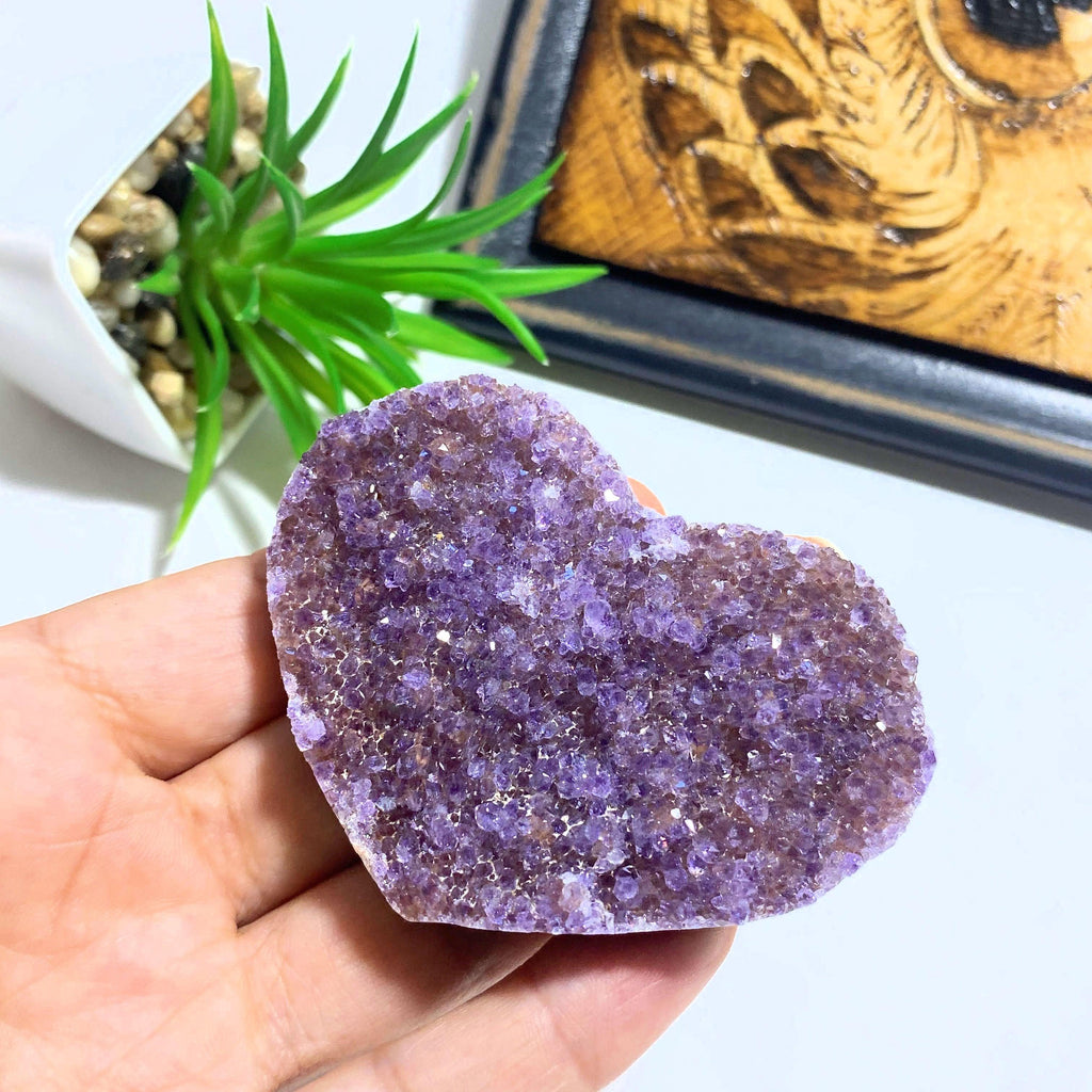 Sparkling Pink & Lavender Druzy Amethyst Medium Love Heart - Earth Family Crystals