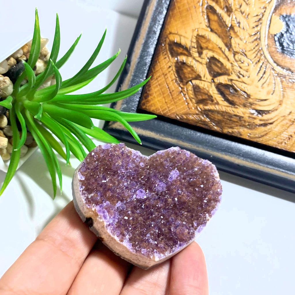 Pretty Pink & Lavender Druzy Amethyst  Love Heart - Earth Family Crystals