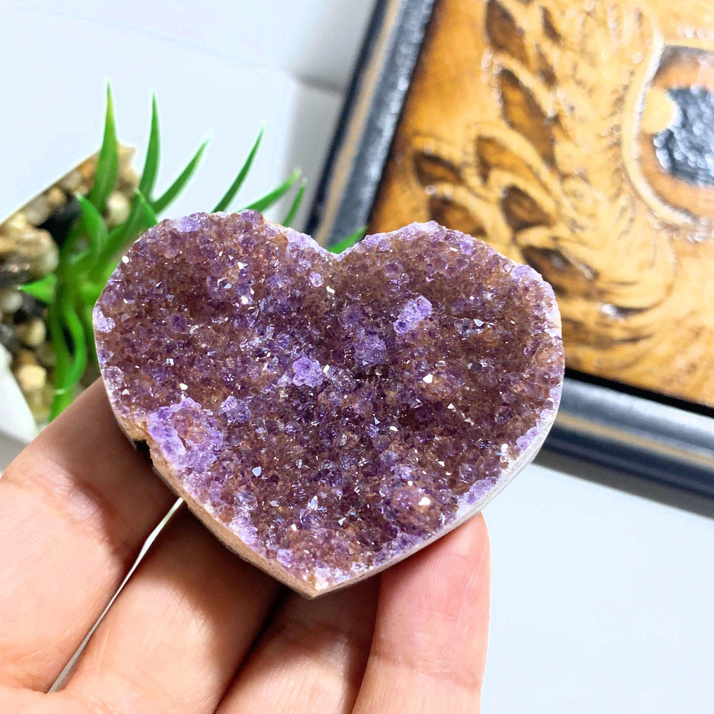 Pretty Pink & Lavender Druzy Amethyst  Love Heart - Earth Family Crystals