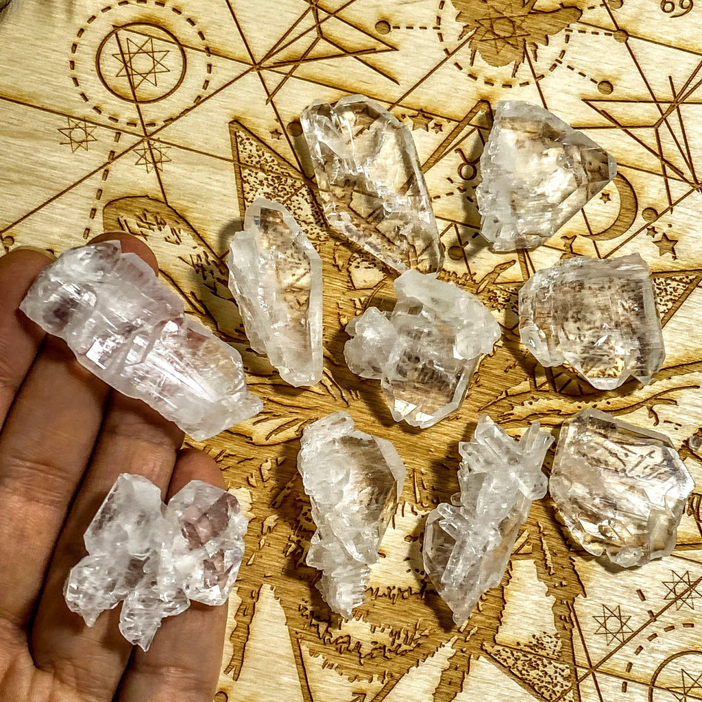 Set of 2 Beautiful Natural Faden Quartz Crystals - Earth Family Crystals