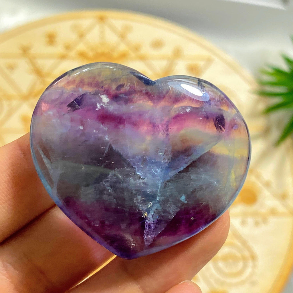Reserved for Sandy Juicy Rainbow Fluorite Partially Polished Heart Carving - Earth Family Crystals