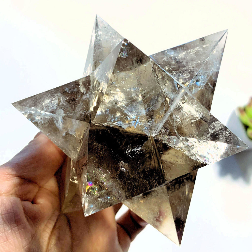 12 Pointed Star Large Double Merkaba (Stellated Dodecahedron) Smoky Quartz Specimen *REDUCED* - Earth Family Crystals