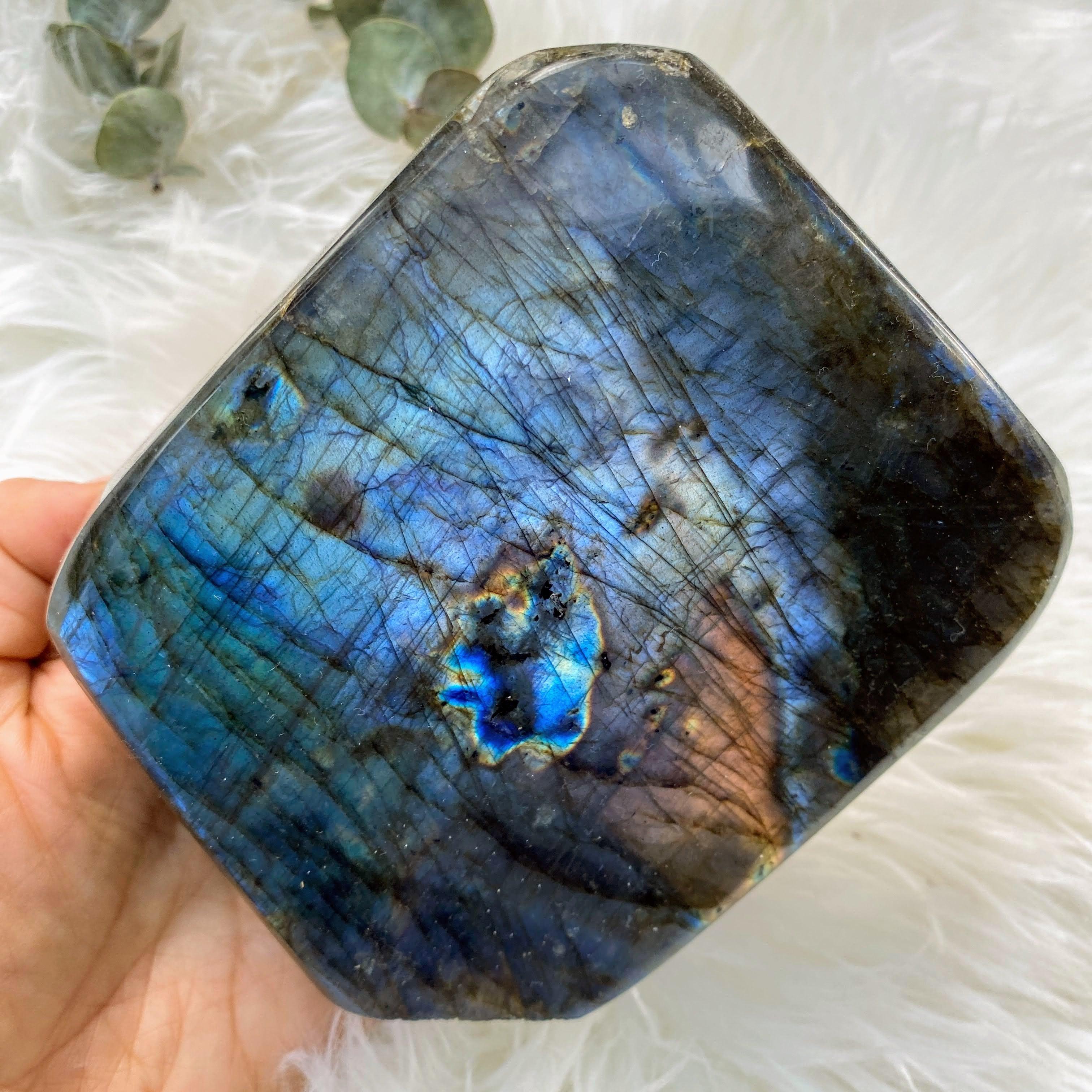 Rare Purple & Pink Flash! Gorgeous XL Labradorite Standing Display Specimen - Earth Family Crystals