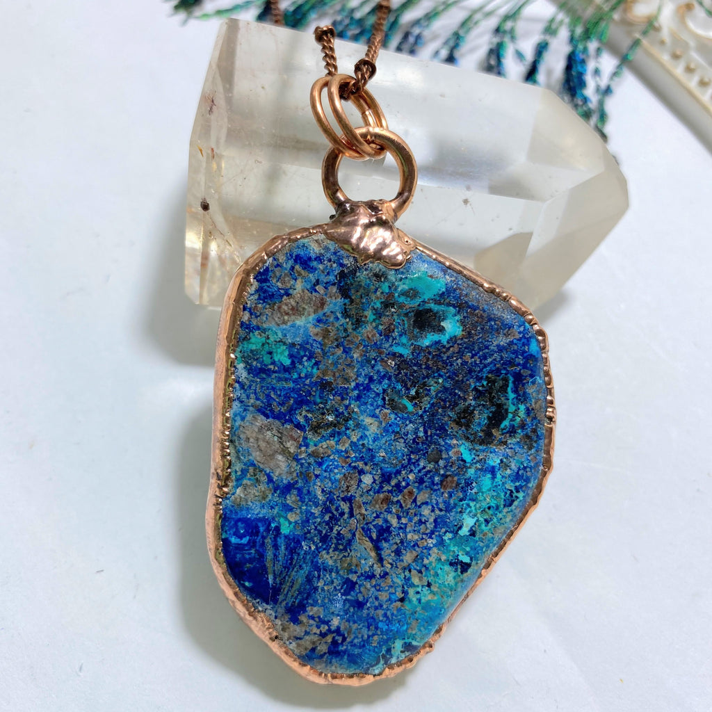 Chunky Shattuckite Handmade Copper Necklace (24 inch chain) - Earth Family Crystals