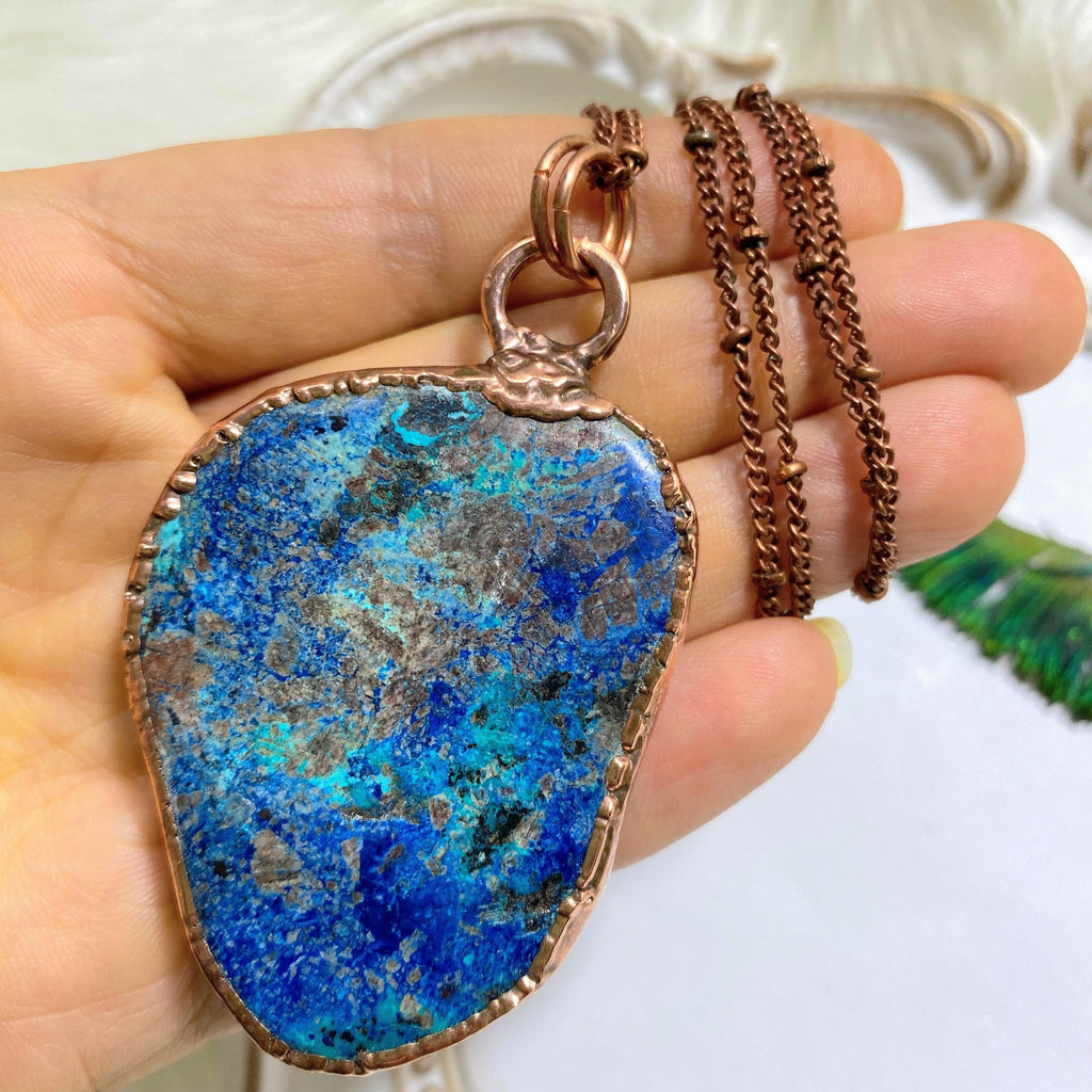Chunky Shattuckite Handmade Copper Necklace (24 inch chain) - Earth Family Crystals