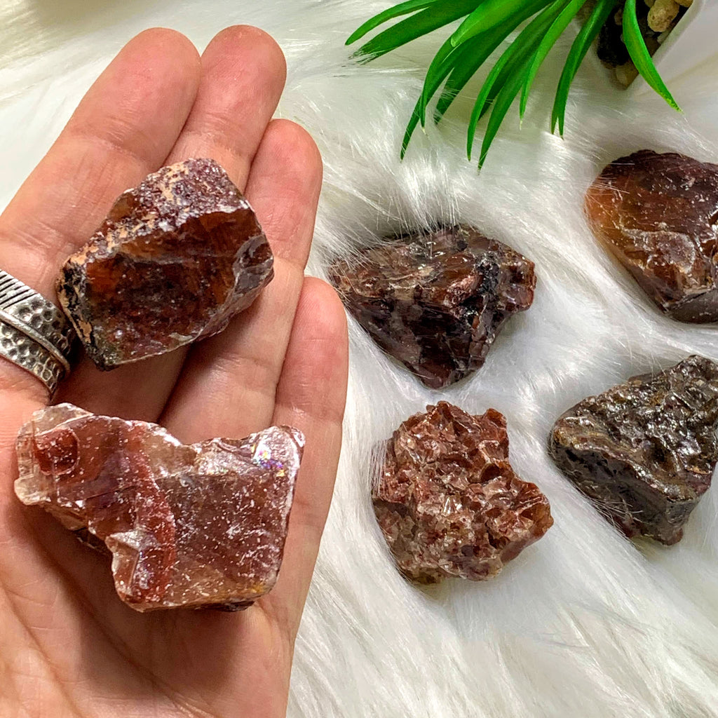 Set of 2 Red Calcite Chunky Specimens From Mexico - Earth Family Crystals