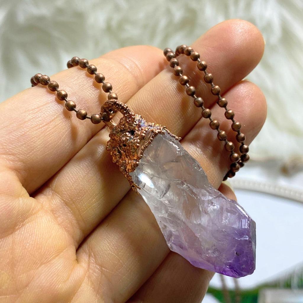 Natural Amethyst Handmade Copper Necklace (23 inch chain) - Earth Family Crystals