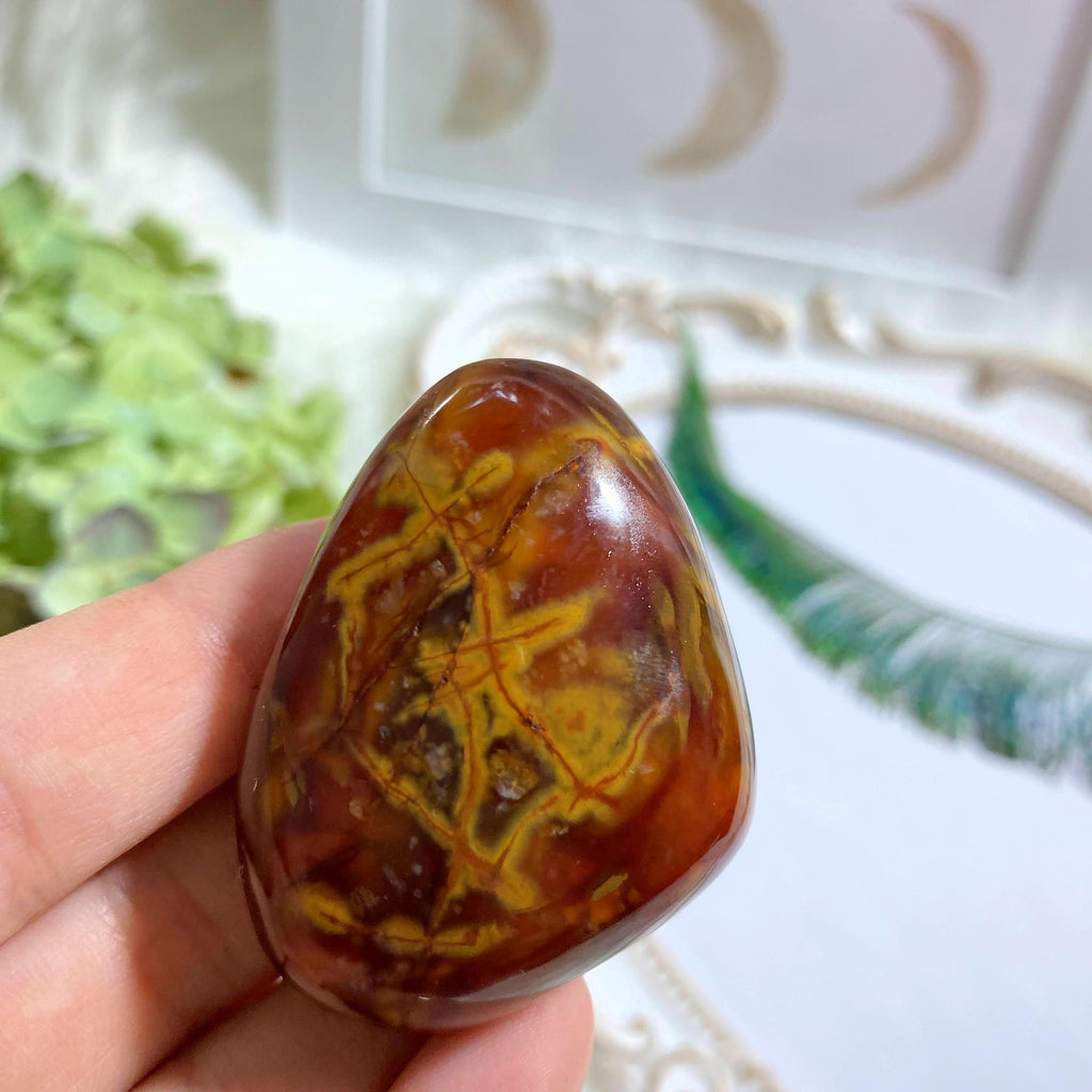 Gorgeous Patterns ~ Carnelian Palm Stone From Madagascar - Earth Family Crystals