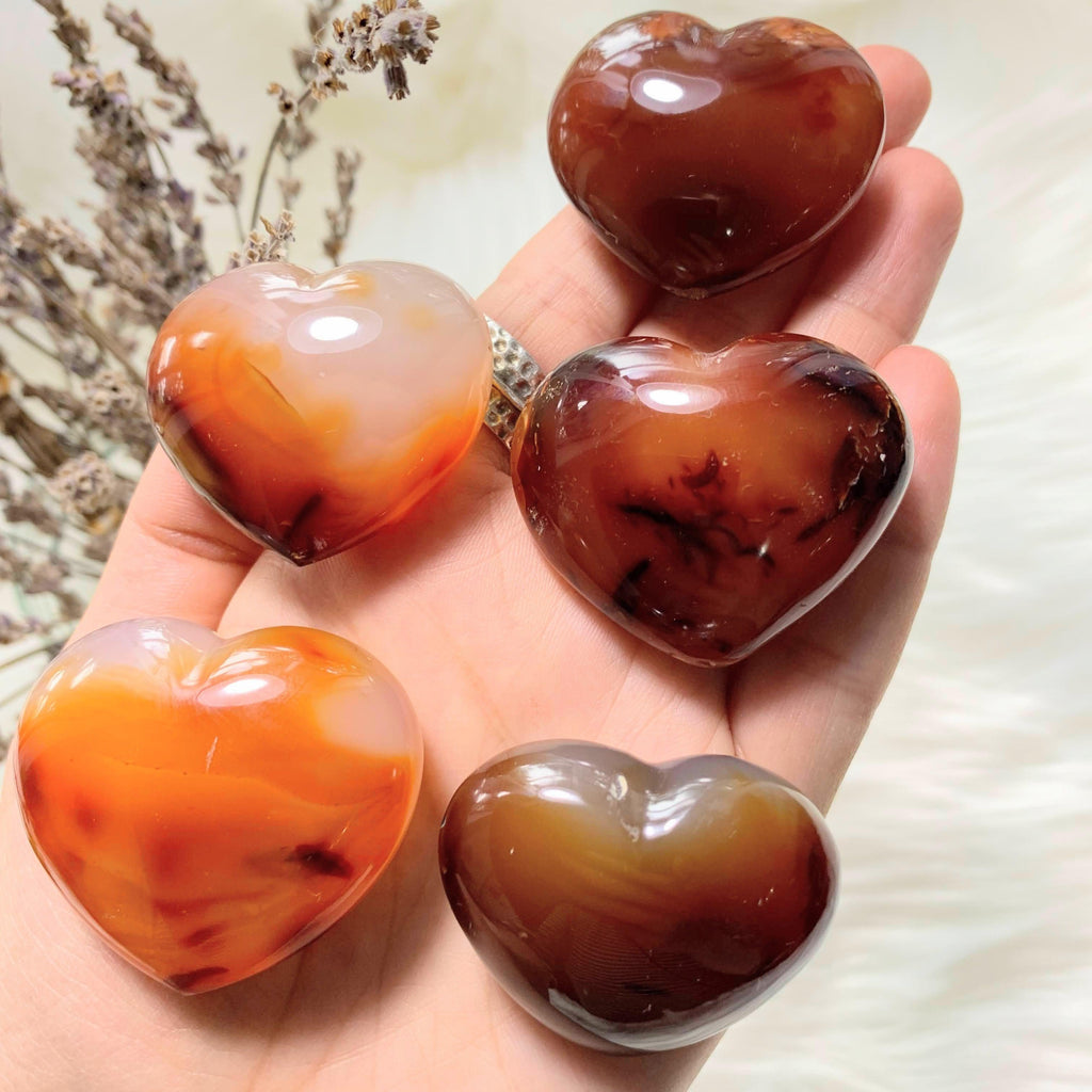 One Carnelian Small Hand Held Heart From Madagascar - Earth Family Crystals