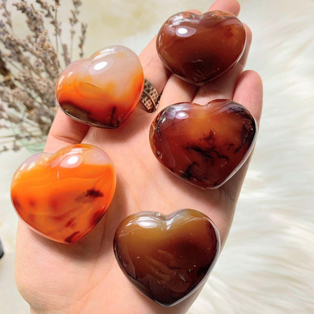 One Carnelian Small Hand Held Heart From Madagascar - Earth Family Crystals