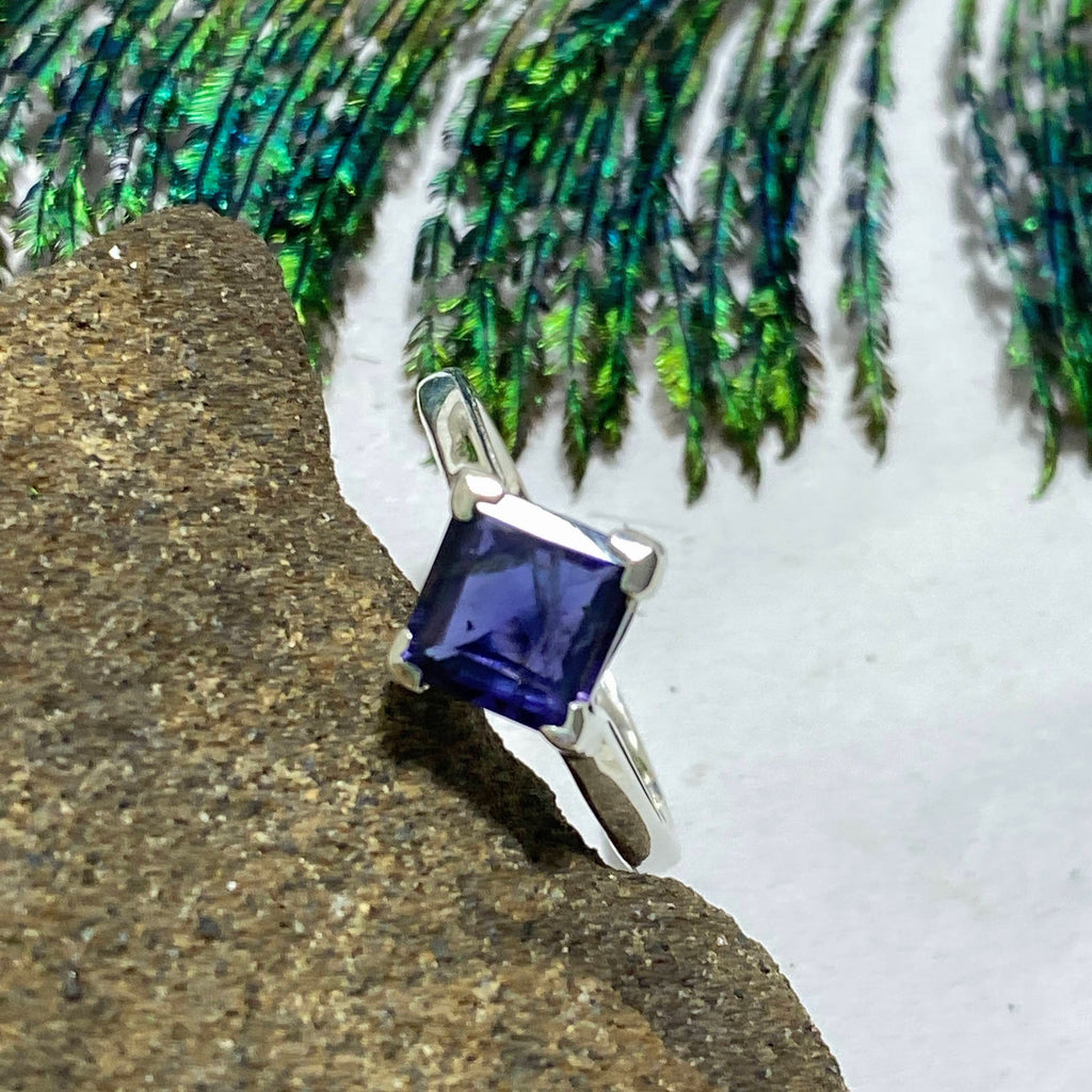 Faceted Iolite Ring in Sterling Silver (Size: 8) - Earth Family Crystals