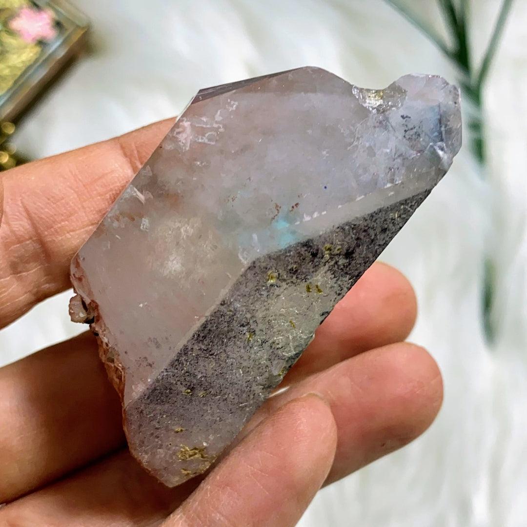 Very Rare! Genuine Ajoite Quartz Point with Self Healed Point, Phantoms, Record Keepers - Messina, South Africa - Earth Family Crystals