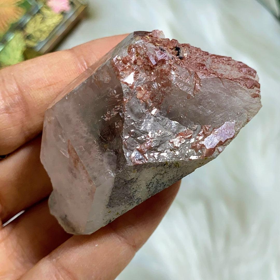 Very Rare! Genuine Ajoite Quartz Point with Self Healed Point, Phantoms, Record Keepers - Messina, South Africa - Earth Family Crystals