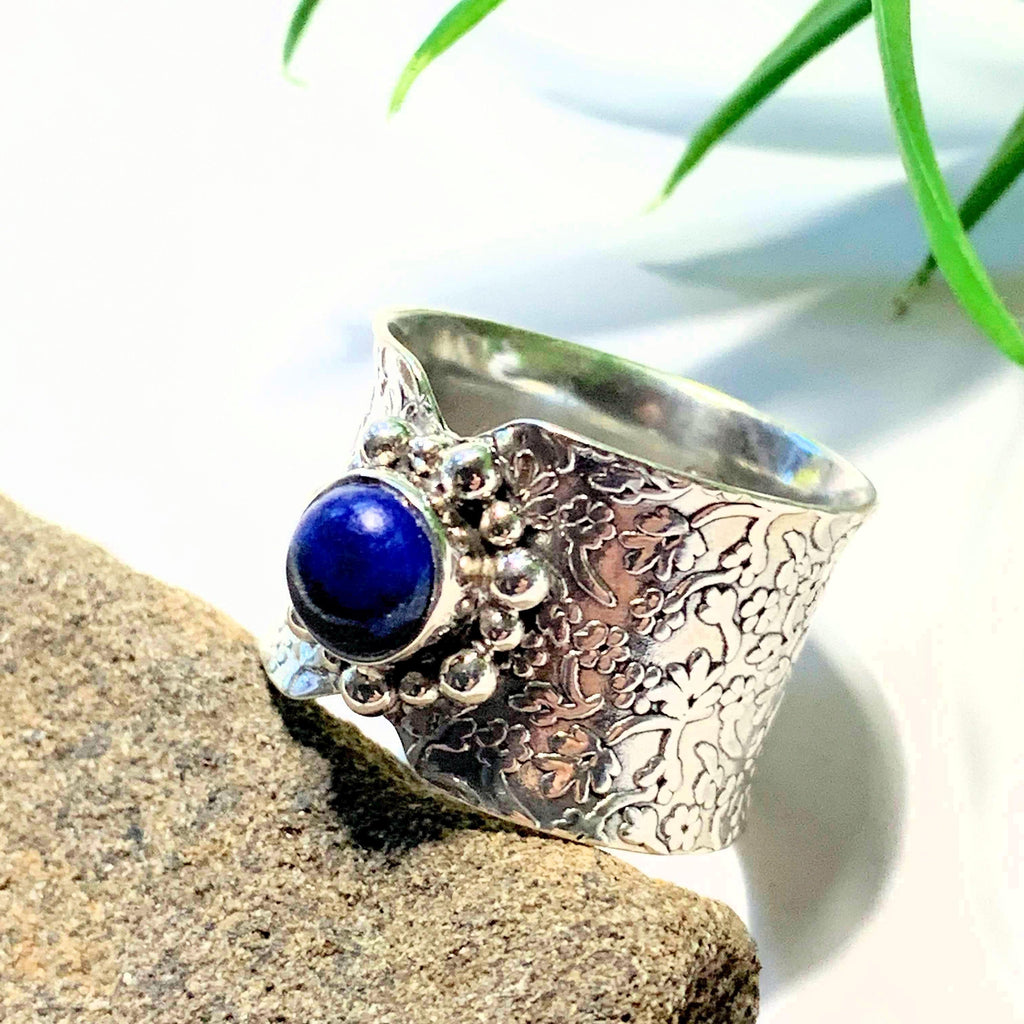 Deep Blue Lapis Lazuli Sterling Silver Ring (Size 7.5) - Earth Family Crystals