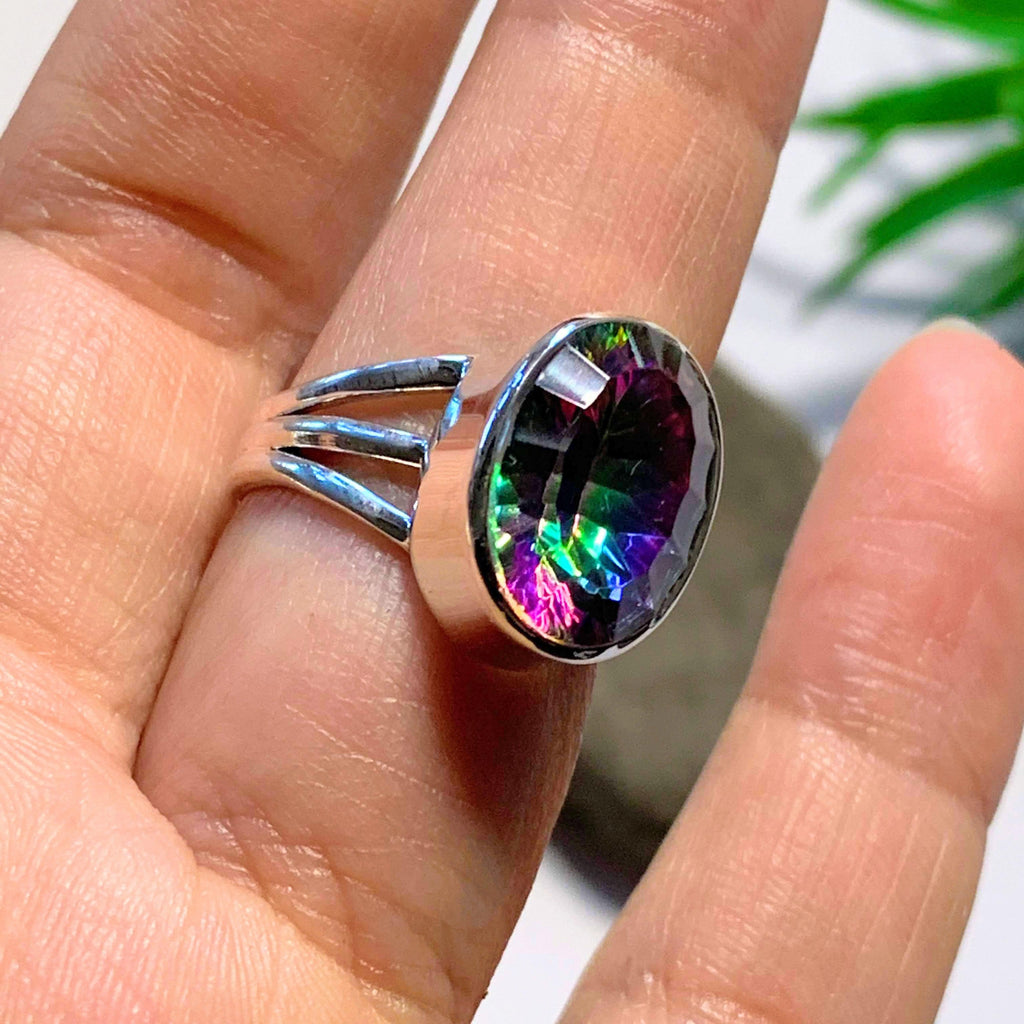 Enchanting Rainbows~ Faceted Mystic Topaz Sterling Silver Ring (Size 7) - Earth Family Crystals