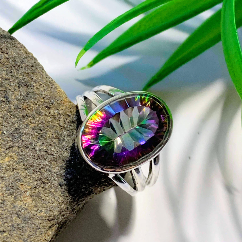 Enchanting Rainbows~ Faceted Mystic Topaz Sterling Silver Ring (Size 7) - Earth Family Crystals