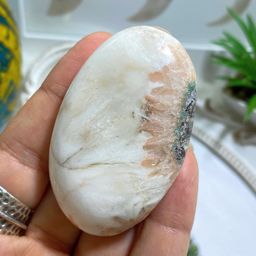 Scolecite & Stilbite Palm Stone - Earth Family Crystals