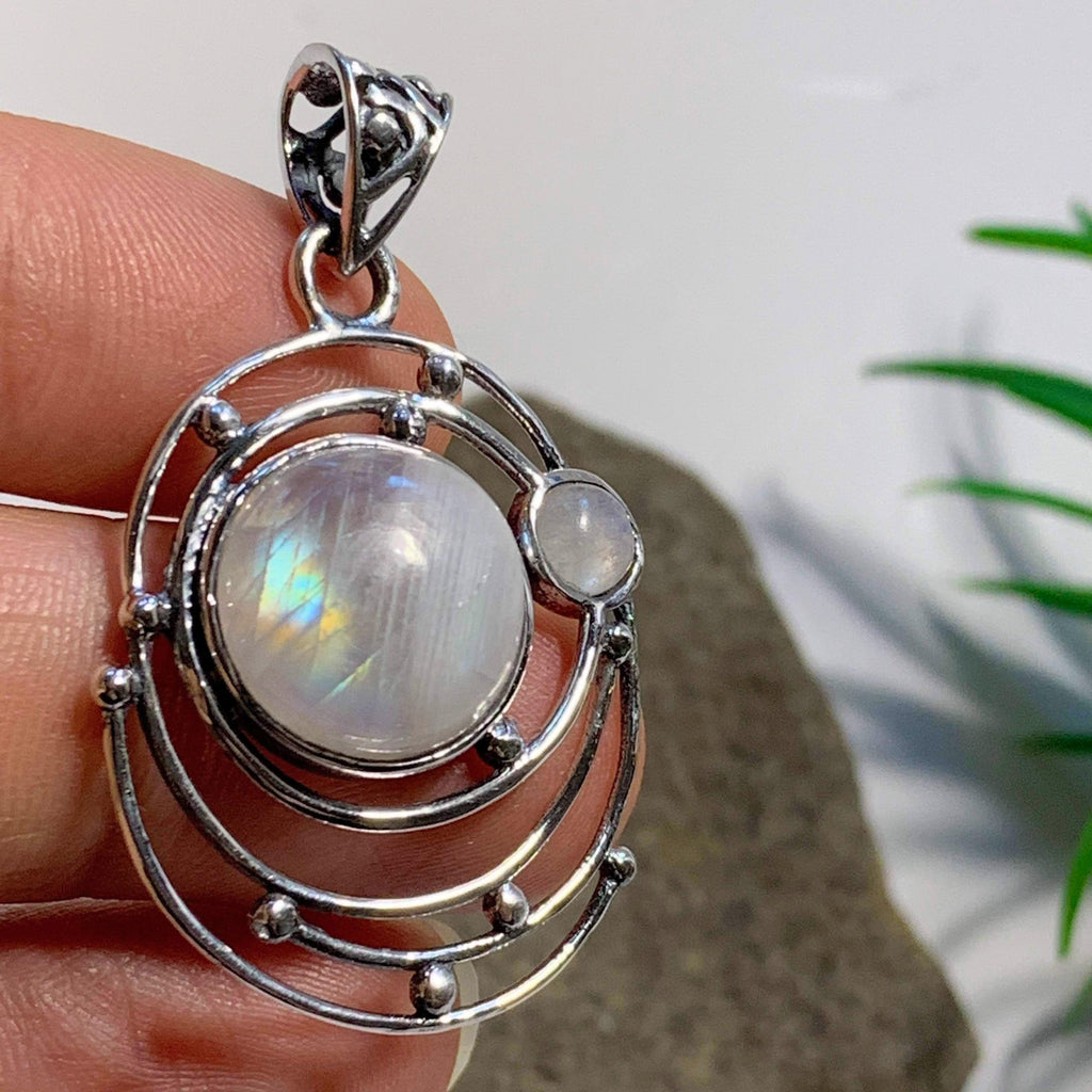 Pure Serenity Rainbow Moonstone Sterling Silver Pendant (Includes Silver Chain) #1 - Earth Family Crystals