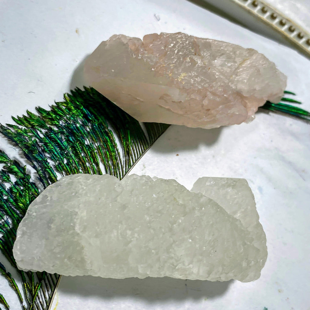 Set of 2 ~Pink & White Nirvana Ice Quartz Crystal Points from The Himalayas #3 - Earth Family Crystals