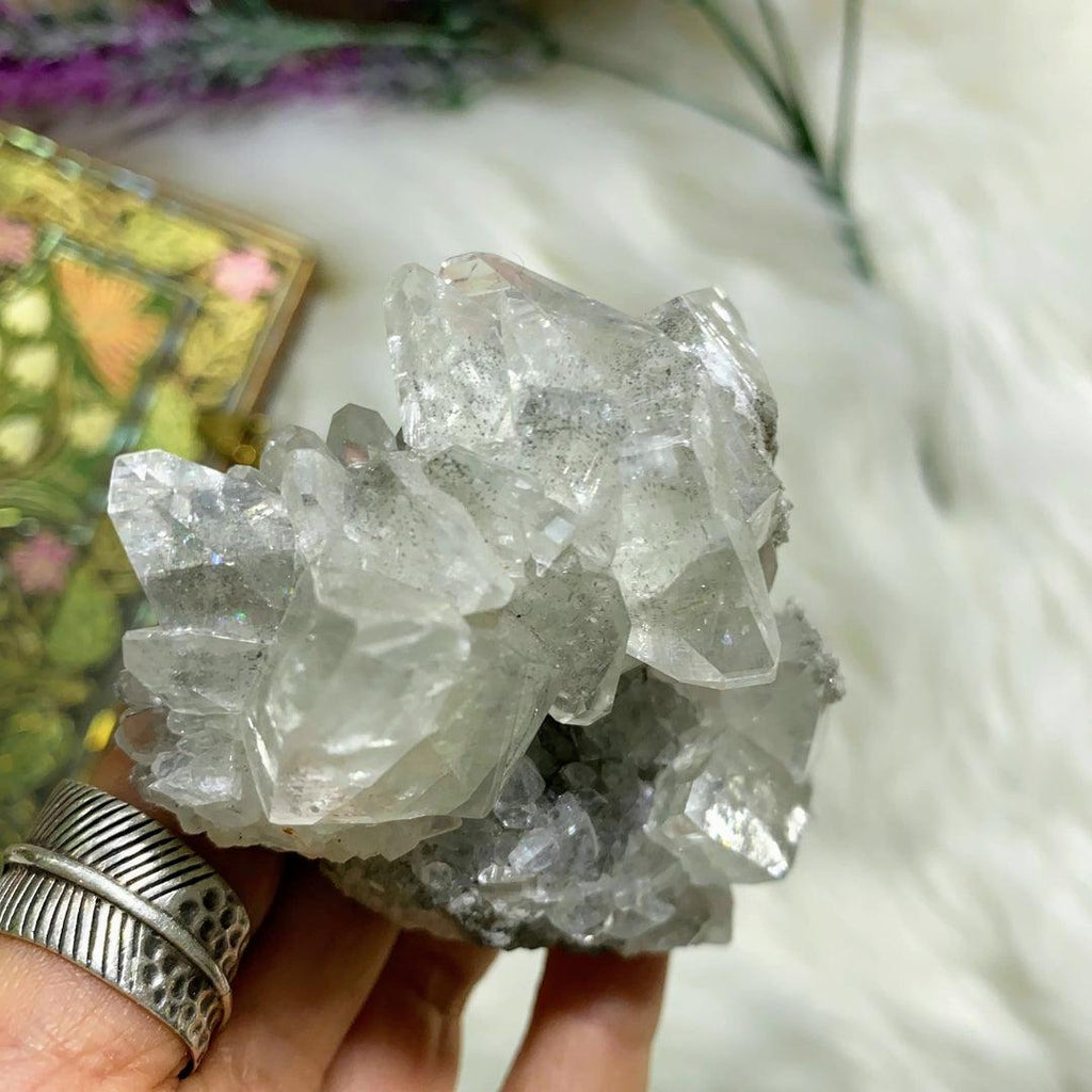 Gorgeous Clear Calcite With Chalcopyrite Phantom Inclusions Natural Cluster From Linwood Mine, NY - Earth Family Crystals