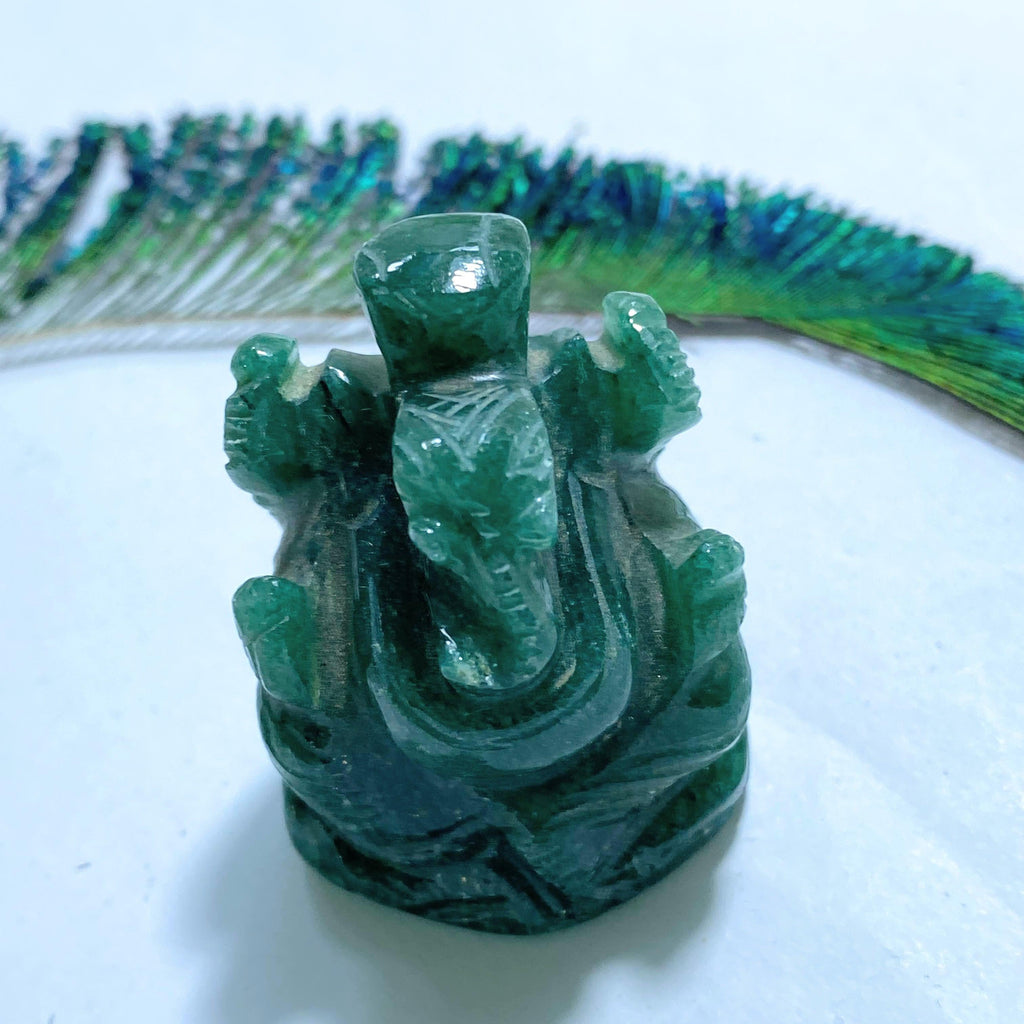 Deep Green Emerald Ganesha Display Carving - Earth Family Crystals