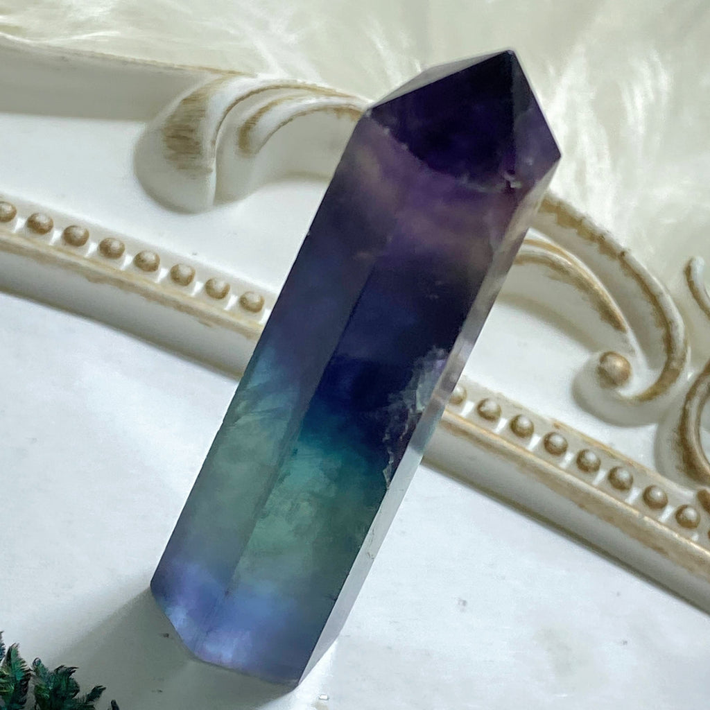 Turquoise & Rainbows Fluorite Polished Standing Tower -Ideal For Crystal Grids - Earth Family Crystals