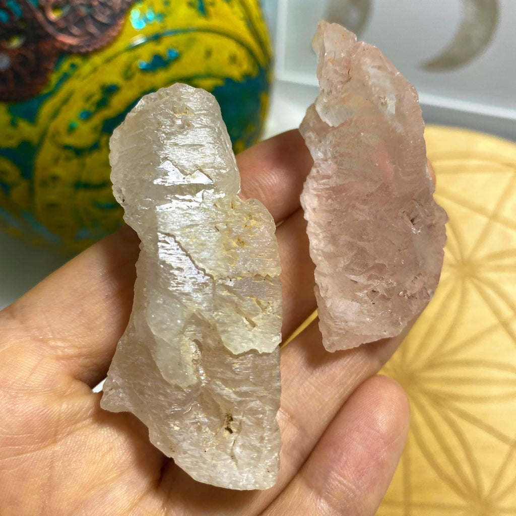 Set of 2 ~Pink & White Nirvana Ice Quartz Crystal Points from The Himalayas #2 - Earth Family Crystals